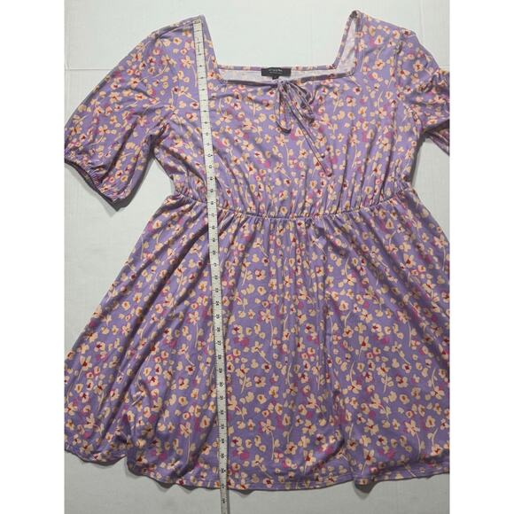 ASOS Simply Be Tie Front Mini Skater Dress Womens Plus Size 18 Purple Lilac - Picture 12 of 14